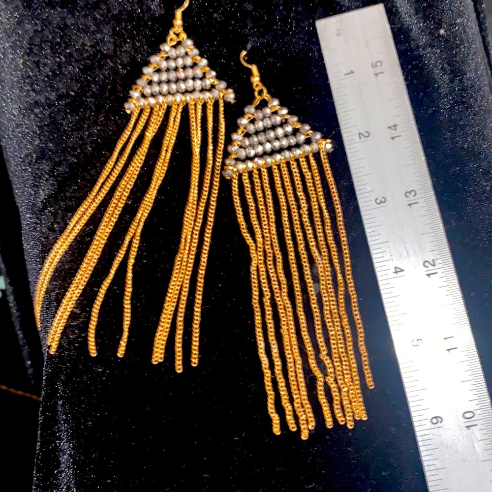 Beautiful beaded and chain hook earrings